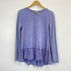 Anthropologie Eri & Ali Periwinkle Ruffle Long Sleeve Top